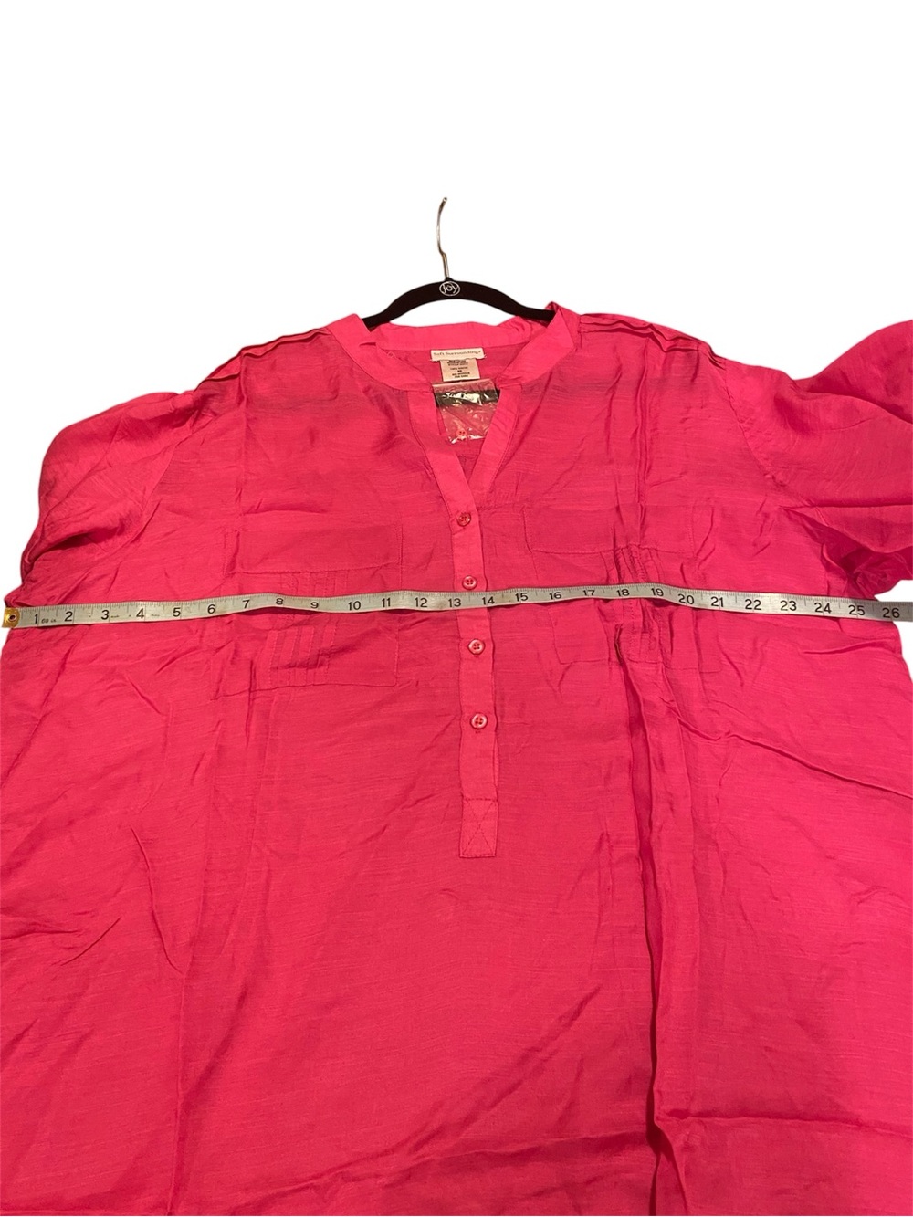 Soft Surroundings 
Hot Pink Button-Front Split-Neck Tunic
Size 3X
New - Picture 5 of 5